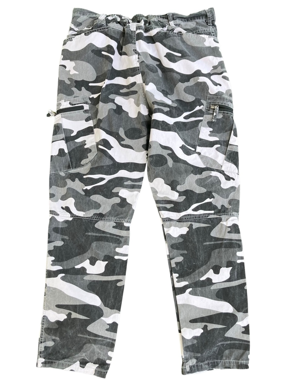 Gray & White Men's Camo Cargo Pants Y2K Streetwear Grunge, Size 38